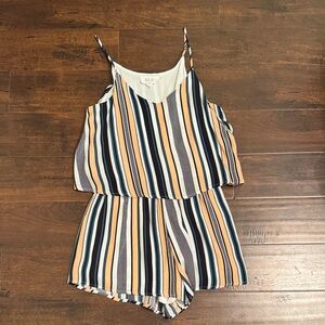 Peach Love California Multicolor Striped Jumpsuit